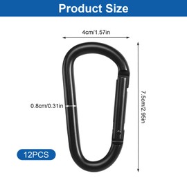 Carabiner Hooks Large Pack of 12 Carabiner Hooks Aluminium 75 mm Carabiner Aluminium Durable Carabiner for Fishing Hiking Travel