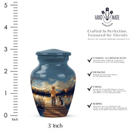 YATHABHISA Urns for Ashes, Keepsake Urn for Human Ashes, Fisherman Funeral Cremation Urns for Human Ashes, Memorial Gift for Brother, Blue, 3 Inch