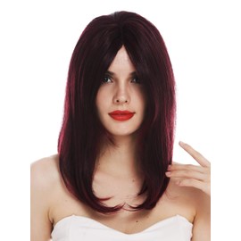 WIG ME UP - TYM-701-MF-1T39 wig women's wig lace front partial monofilament three partings long sleek black red highlights