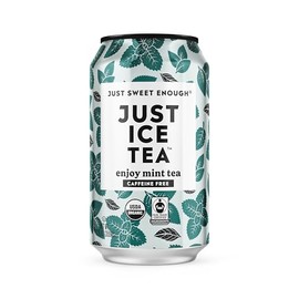 Just Ice Tea, Enjoy Mint Iced Tea, 12-Pack (12oz Cans), Caffeine Free Herbal Tea, USDA Certified Organic, Real Brewed, Low Calorie, No Artificial Sweeteners, Fair Trade, Made in USA.