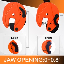 YATOINTO Plate Lifting Clamp 1760lbs Plate Clamp 0.8T Vertical Lifting Clamps Jaw Opening up to 0.6 inch Welding Clamp for Lifting and Building