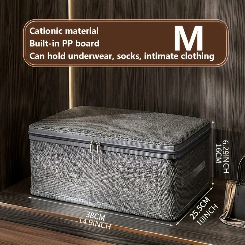 Large Capacity Foldable Clothes Storage Box with Lid, Polyester Closet