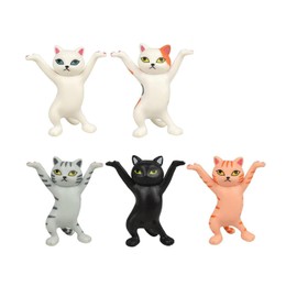 MaoNativey Pack of 5 Dancing Cat Pen Holders, Desk Pen Holder, Cat Model Ornaments, Funny Cat Holder, Figures Holder, Cat Pen Holder for Office, Home Decoration