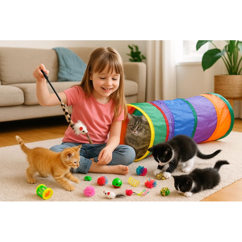 PUBAMALL Túnel para Gatos, Juguete Extensible Plegable para Jugar con