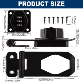 LOPYXBR 2Packs Cabinet Password Hasp Locks, 82 x 41mm Combination Cabinet Password Rotary Hasp Locks, Black Zinc Alloy Shed Door Lock for Small Garden, Barn Door, Bathroom, Outdoor (3Inch)