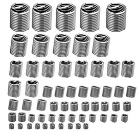 Hsthe Sea 60Pcs Metric stainless steel wire thread insert screws sleeve, M3 M4 M5 M6 M8 M10 M12 Type Screw Repair Sleeve Assortment Kit, Self-Tapping Inserts Thread Reinforce Repair Tool
