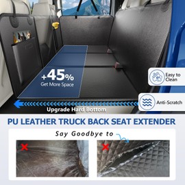 Btefd XL Truck Back Seat Extender for Dogs, Upgraded Anti-Scratch PU Leather, Dog Car Seat Cover for Back Seat with Hard Bottom, Pet Seat Covers for Trucks, Waterproof Dog Hammock for Crew Cab Truck
