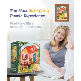 PieceRelax Plastic Jigsaw Puzzles for Adults 300 Pieces - Olivia Gibbs - Whimsy Garden House Most Satisfying Table Games and Gifts No Puzzle Mat Required [H3639]