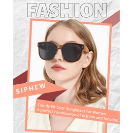 Polarised Sunglasses for Glasses Wearers Oversized Sunglasses Fit Over Noramall Glasses with UV400 Protection, brown