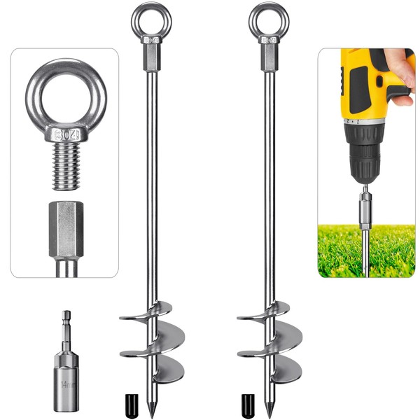 Dolibest 30" Heavy-Duty Ground Anchors Screw in, 3" Wide Spiral