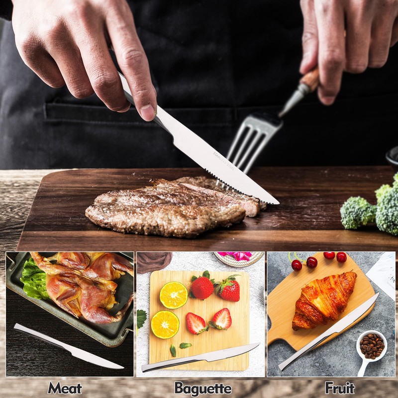 Parlynies Stainless Steel Steak Knives Set of 12, Steak Knives