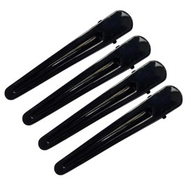 4 Pcs 3 Inch Solid Color Metal Spike Alligator Duck Bill Hair Clips Metallic Duckbill Hair Barrettes Chic Hair Clips for Styling Long Hair (Black)