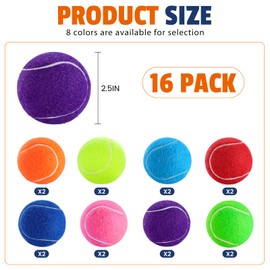 FURWEY Tennis Balls for Dogs 16 Pack,2.5 inches,Durable and Non-Toxic Dog Toys Balls with Mesh Bag,Colorful Fetch Toys Balls for pet Dog (Non Squeaky)