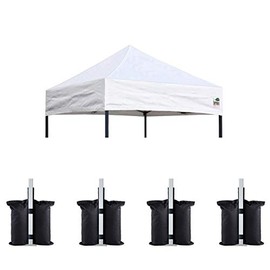 Eurmax USA Pop Up Canopy Replacement Canopy Tent Top Cover, Instant Canopy Top Cover ONLY,Bonus 4PC Pack Weight Bag (5x5, White)