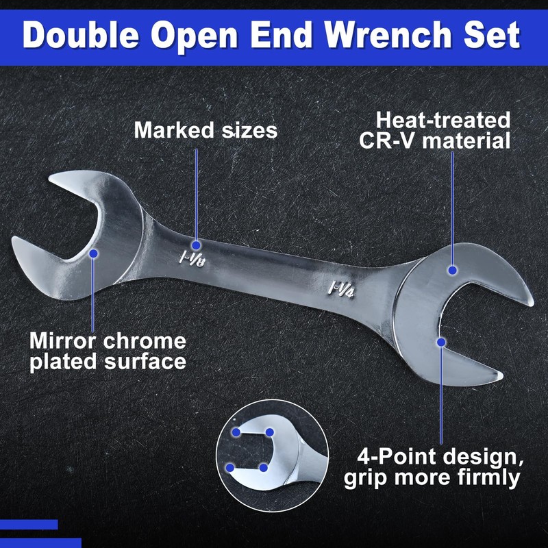 LEONTOOL Ultra Thin Spanner Set, Double Ended Spanner, SAE 7-Piece