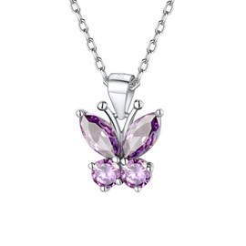 SILVERCUTE Sterling Silver Butterfly Necklace for Women Daughter Birthstone June Jewellery Cute Alexandrite Necklaces