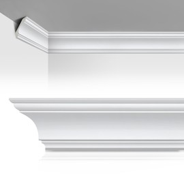 Marsui 4 Pcs Ceiling Crown Molding Trim 4-1/2 Inch Face x 94.5 in Long Total Decorative Ceiling Crown Moulding Trim Installed with Glue (Not Included) Luxe Style Decor (Simple Style)