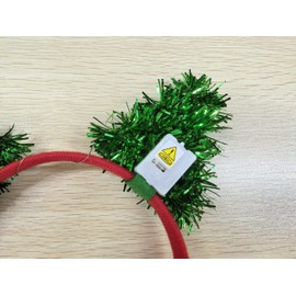 Aiosy Light Up Christmas Tree Headband Green Tinsel Head bands Led Cat Ears Headpiece Xmas Holiday Glitter Star Hair Accessories