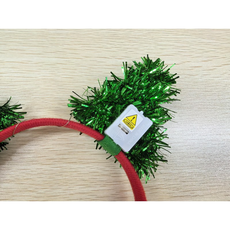Aiosy Light Up Christmas Tree Headband Green Tinsel Head bands