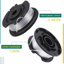 Eyoloty GE-CT 18/28 Li Replacement Thread Spool Suitable for Einhell GE-CT 18/28 Li, GE-CT 18/28 Li TC, GE-CT 18/260 Li Cordless Grass Trimmer, 5 m Length Diameter 1.6 mm (3 Pieces)
