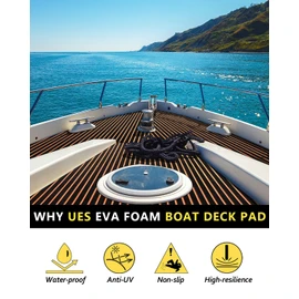 KT GuoMei Boat Flooring Self-Adhesive EVA Foam Boat Decking Non-Skid mat 94.5"X43.31" for Decorate Fishing Boat Kayak Yacht Pool RV Floor etc (Straight Groove, Black and Orange, 94.5"X43.31")
