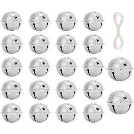 Luyoaozy 30PCS Silver Jingle Bells 1.6 Inch Star Design Christmas Craft Bells Christmas Bells for Christmas Tree Holiday DIY Home Decorations (Silver Star)