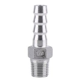 BORDSTRACT Hose Nozzle Fittings SS304 Stainless Steel Male Thread Pipe Fitting Barb Hose Connection BSP 1/8 Inch ~ 3/4 Inch for Connecting Air Pipe, Fuel Pipe, Water Pipe (1/8 x 8 mm)