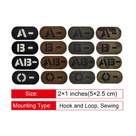 EmWoot 2PCS Blood Type O- Patches Luminous Glow in The Dark Laser Cut Patch Tactical Morale Patch Hook and Loop(2×1 inch Black White)