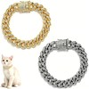 Cat Chain Collar with Diamond Rhinestones, 2PCS Cuban Link Pet