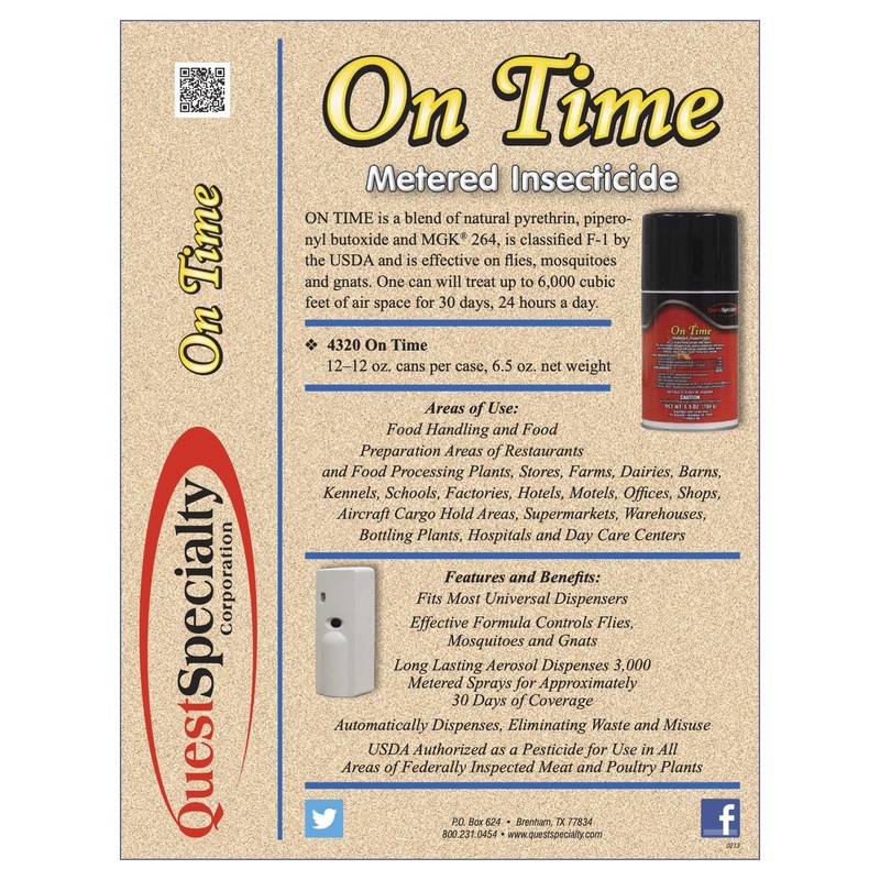 Quest Specialty ON TIME Metered Insecticide, 6.5 oz. can, 1
