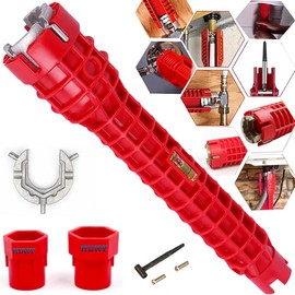 HDWY 8 in 1 Multifunctional Sink Wrench, Faucet and Sink Installer Tool for Tight Spaces, Universal Plumbing Tool for Under Sink, Bathroom, Kitchen Basin and Toilet Repair