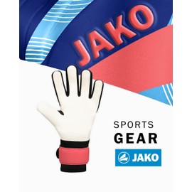 JAKO Unisex Goalkeeper Gloves River Basic Junior RC Coral/Sky Blue/Navy, 4