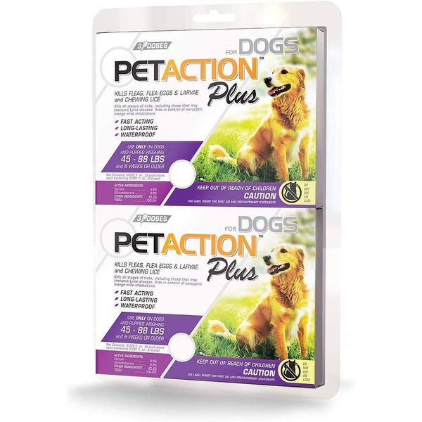 Pet Action Plus for Dogs, 6 Doses Large Dogs 45-88 Lbs.