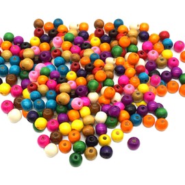 MAEXUS Colorful Wood Beads 11*12mm Approx 200pcs Pellet Craft Beads Large Hole Wooden Beads Craft Round Beads Accessory Parts Jewelry Necklace DIY Mixed Colors