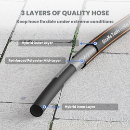 Giraffe Tools Hybrid Garden Hose 25ft x 5/8", Female and male Fittings with Shut off Valve, Heavy Duty, Flexible,Leakproof, Lightweight Water Hose
