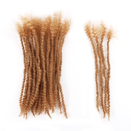 Orientdreads Human Textured Loc Extensions 0.4cm Loc Extension Human Hair,Natural Curly Hair,Full Handmade (10in 0.4cm 20 strands),27)