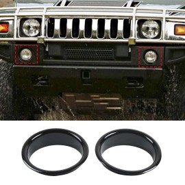 car-king888 Black Front Fog Lamp Cover Fog Light Decorate Bezel Caps For Hummer H2 2003-2009