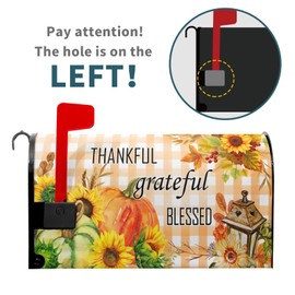 Fall Thanksgiving Pumpkin Mailbox Cover Magnetic Standard Size 21"x18" Thankful Grateful Blessed Sunflower Magnetic Mailbox Covers Fall Autumn Farmhouse Mailbox Covers Post Letter Box Cover for Home