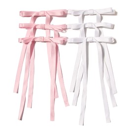 LFOUVRE Bow Hair Accessories with Hair Clips, Ribbons, Long Tails, Tassels, and Barrettes for Women - Set of 6