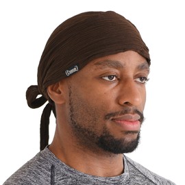 CHARM Ruffle Turban Bandana Hat Head Scarf All Seasons Boho Chic Pirate, dark brown