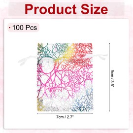 sourcing map Organza Bag 2.7" x 3.5", Sheer Colorful Coral Mesh Bags Drawstring Gift Bags Bulk Party Favor Bag Jewelry Pouches for Wedding Candy Valentines (White-Gold, Pack of 100)