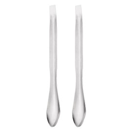 YOKIVE 2pcs Micro Spoon Scoop Single Head Sample Lab Silver-Tone Stainless Steel