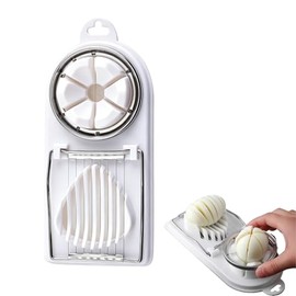 Cortador de huevos para huevos duros – Cortador y cuña de acero inoxidable 2 en 1, corta rebanadas perfectas o 6 cuñas iguales para ensaladas, sándwic