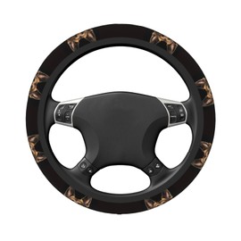 Vykmvtyb German Shepherd Steering Wheel Cover, Anti-Slip, Heat-Resistant, Universal 15 Inch for SUV, Sedan, Vans, Trucks