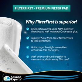 Aquarium Filter Pad - FilterFirst Premium True Dual Density Aquarium Filter Media Pad for Crystal Clear Water (12" by 12" by 3/4 to 1" Thick - 5 Pack)