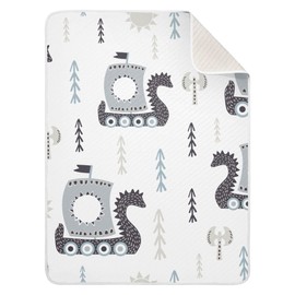 Qilmy Viking Ships Baby Blanket for Boys Girls Kids with Soft Cotton, Cute Cozy Warm Nursery Receiving Swaddle Blanket for Toddler Infant Crib, 30 x 40 Inch