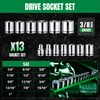 SK 3/8" Drive Socket Set, SAE Sockets, 13-Piece, 1/4" to