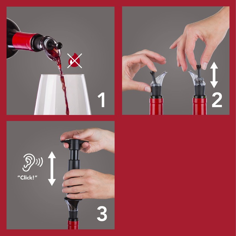 Vacu Vin Black Plastic Wine Pump with Spout 5 x