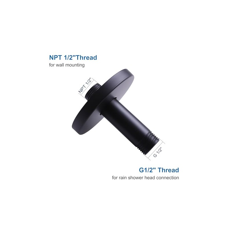 Straight Shower Arm with Flange, Ceiling Mount 3" Rainfall Shower