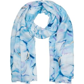 styleBREAKER 01016229 Women's Scarf with Watercolour Marble Pattern and Metallic Accents, Lightweight Scarf in Pastel Tones, Stole, lightblue